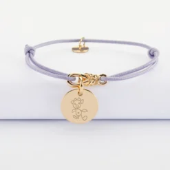 Sale HappyBulle Bracelet enfant personnalisé cordon "Le lien" et médaille gravée plaqué or 15 mm - x Lilylovesfashion Plaqué or 18k
