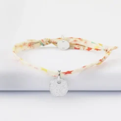 Best HappyBulle Bracelet enfant personnalisé Liberty médaille martelée gravée initiale argent 10mm - Nos petits imparfaits