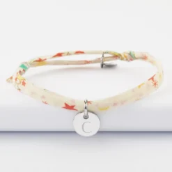 Best HappyBulle Bracelet enfant personnalisé Liberty médaille martelée gravée initiale argent 10mm - Nos petits imparfaits