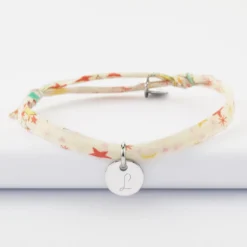 Best HappyBulle Bracelet enfant personnalisé Liberty médaille martelée gravée initiale argent 10mm - Nos petits imparfaits