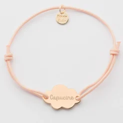 Clearance HappyBulle Bracelet enfant personnalisé médaille gravée plaqué or nuage 2 trous 20x14 mm - Nos petits imparfaits Plaqué or 18k