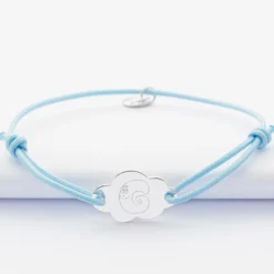 Clearance HappyBulle Bracelet enfant personnalisé médaille gravée argent nuage 2 trous 20x14 mm - x Barbapapa Argent rhodié 925