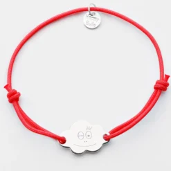 Clearance HappyBulle Bracelet enfant personnalisé médaille gravée argent nuage 2 trous 20x14 mm - x Barbapapa Argent rhodié 925
