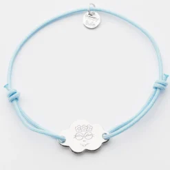 Clearance HappyBulle Bracelet enfant personnalisé médaille gravée argent nuage 2 trous 20x14 mm - x Barbapapa Argent rhodié 925