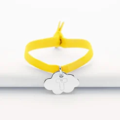 Online HappyBulle Bracelet enfant personnalisé cordon élastique médaille gravée argent nuage 20x14 mm - x Barbapapa Argent rhodié 925