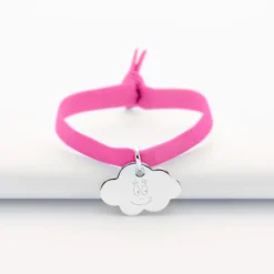 Online HappyBulle Bracelet enfant personnalisé cordon élastique médaille gravée argent nuage 20x14 mm - x Barbapapa Argent rhodié 925