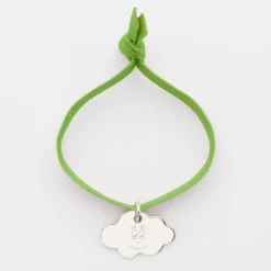 Online HappyBulle Bracelet enfant personnalisé cordon élastique médaille gravée argent nuage 20x14 mm - x Barbapapa Argent rhodié 925