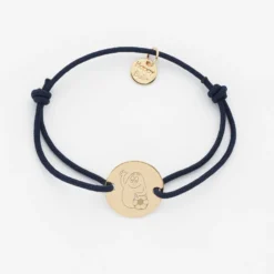 Hot HappyBulle Bracelet enfant personnalisé médaille gravée plaqué or 2 trous 15mm - x Barbapapa Plaqué or 18k