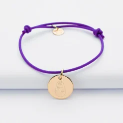 Sale HappyBulle Bracelet enfant personnalisé médaille gravée plaqué or 15mm - x Barbapapa Plaqué or 18k