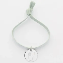 Hot HappyBulle Bracelet enfant personnalisé cordon élastique médaille gravée argent 15 mm - x Barbapapa Argent rhodié 925