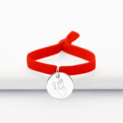 Hot HappyBulle Bracelet enfant personnalisé cordon élastique médaille gravée argent 15 mm - x Barbapapa Argent rhodié 925