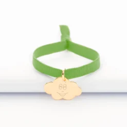Online HappyBulle Bracelet enfant personnalisé cordon élastique médaille gravée plaqué or nuage 20x14 mm - x Barbapapa Plaqué or 18k