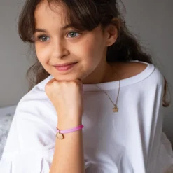 Online HappyBulle Bracelet enfant personnalisé cordon élastique médaille gravée plaqué or nuage 20x14 mm - x Barbapapa Plaqué or 18k
