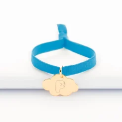 Online HappyBulle Bracelet enfant personnalisé cordon élastique médaille gravée plaqué or nuage 20x14 mm - x Barbapapa Plaqué or 18k