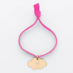 Online HappyBulle Bracelet enfant personnalisé cordon élastique médaille gravée plaqué or nuage 20x14 mm - x Barbapapa Plaqué or 18k
