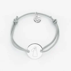 Best HappyBulle Bracelet enfant personnalisé médaille gravée argent 2 trous 15mm - x Barbapapa Argent rhodié 925