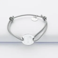 Best HappyBulle Bracelet enfant personnalisé médaille gravée argent 2 trous 15mm - x Barbapapa Argent rhodié 925