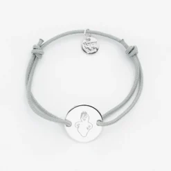 Best HappyBulle Bracelet enfant personnalisé médaille gravée argent 2 trous 15mm - x Barbapapa Argent rhodié 925