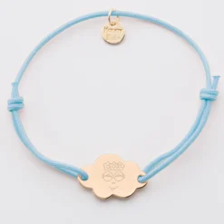 Outlet HappyBulle Bracelet enfant personnalisé médaille gravée plaqué or nuage 2 trous 20x14 mm - x Barbapapa Plaqué or 18k