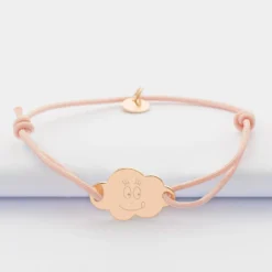 Outlet HappyBulle Bracelet enfant personnalisé médaille gravée plaqué or nuage 2 trous 20x14 mm - x Barbapapa Plaqué or 18k