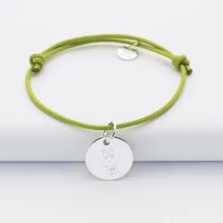 New HappyBulle Bracelet enfant personnalisé médaille gravée argent 15 mm - x Barbapapa Argent rhodié 925