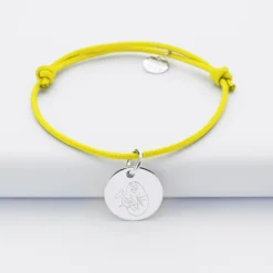 New HappyBulle Bracelet enfant personnalisé médaille gravée argent 15 mm - x Barbapapa Argent rhodié 925