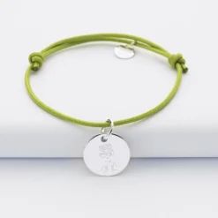 New HappyBulle Bracelet enfant personnalisé médaille gravée argent 15 mm - x Barbapapa Argent rhodié 925