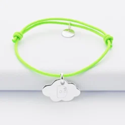 Discount HappyBulle Bracelet enfant personnalisé médaille gravée argent nuage 20x14 mm - x Barbapapa Argent rhodié 925