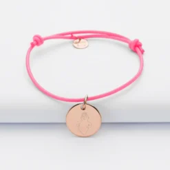 Discount HappyBulle Bracelet enfant personnalisé médaille gravée plaqué or rose 15 mm - x Barbapapa Plaqué or rose 18k