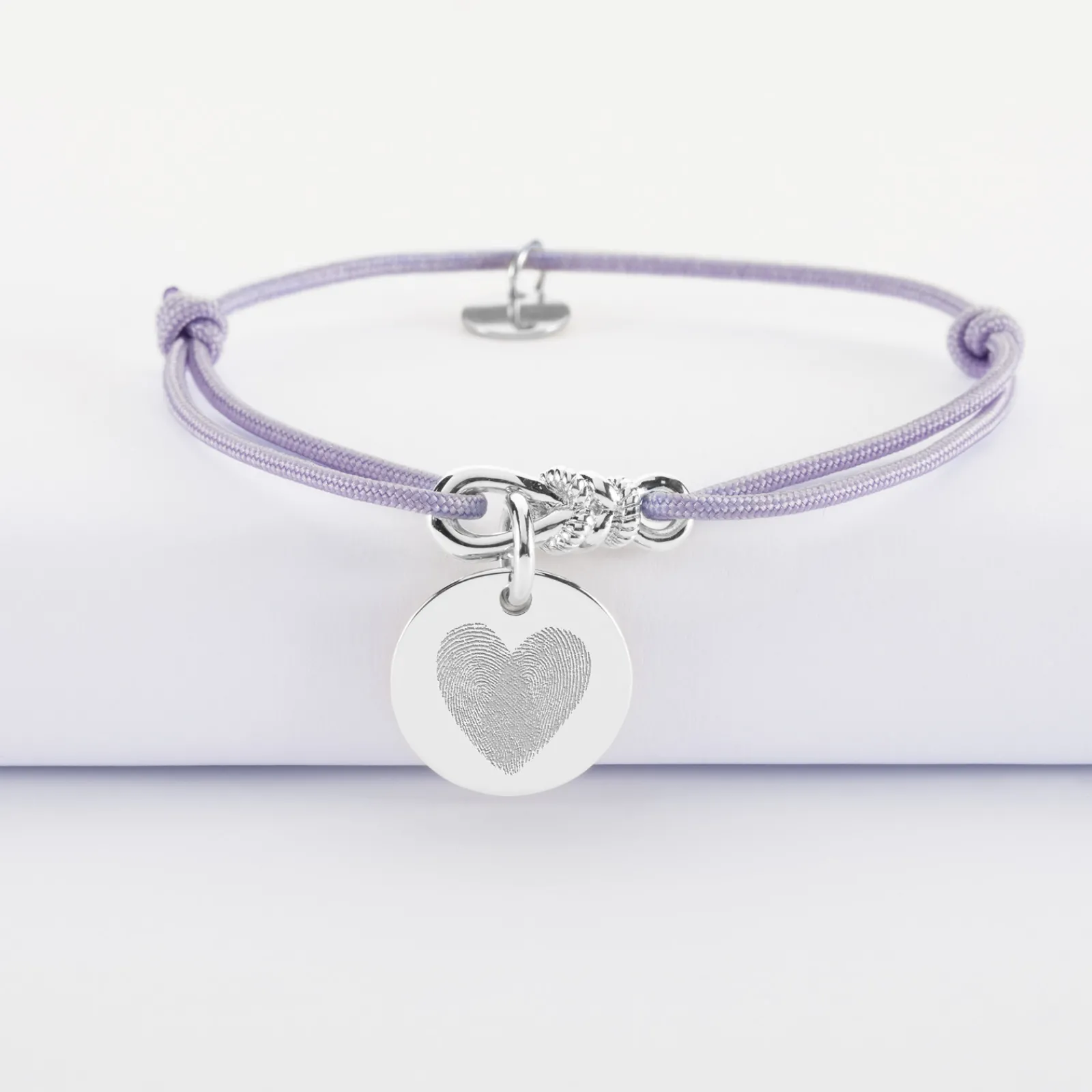 Outlet HappyBulle Bracelet enfant personnalisé cordon "Le lien" et médaille gravée argent 15 mm - x Lilylovesfashion Argent rhodié 925