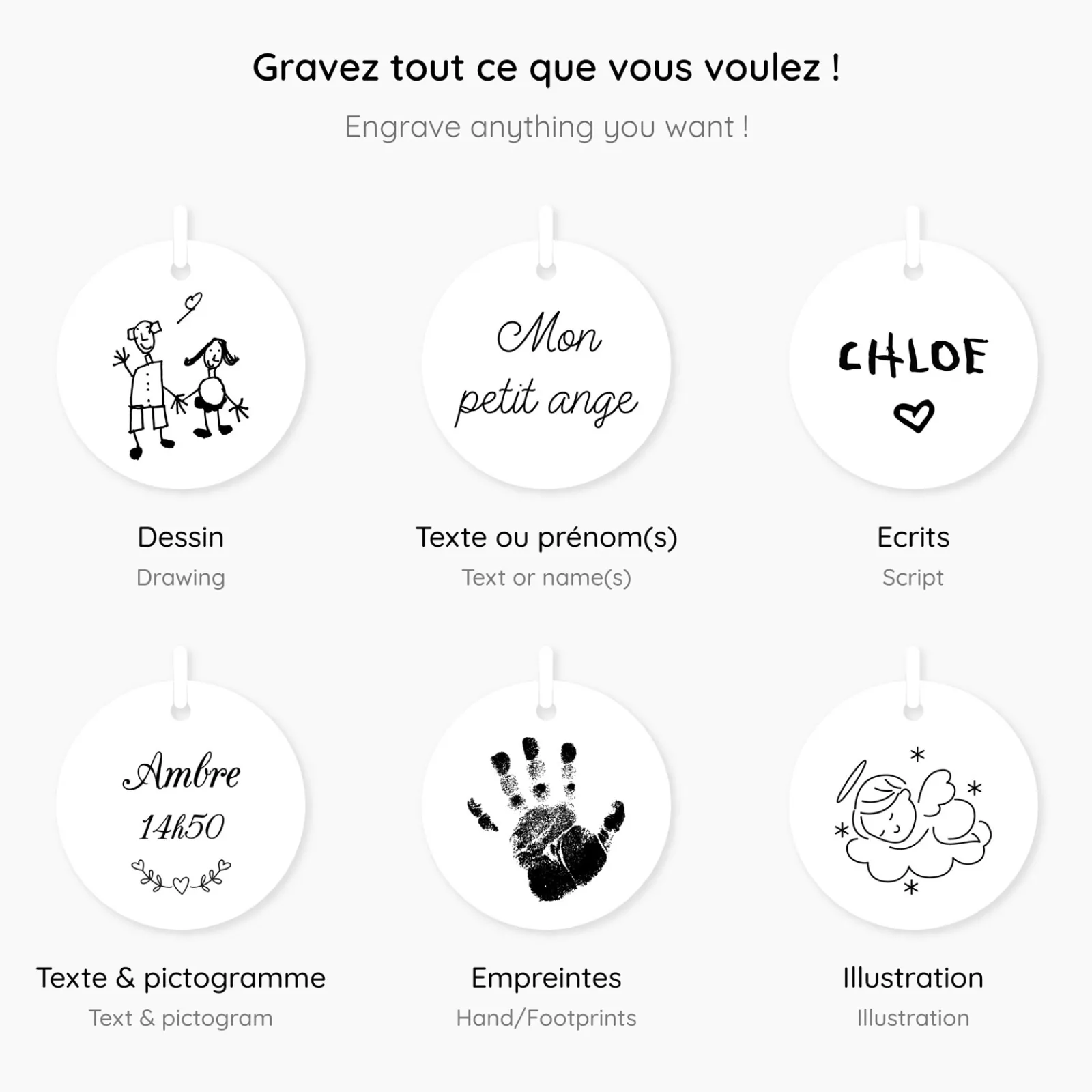 Outlet HappyBulle Bracelet enfant personnalisé cordon "Le lien" et médaille gravée argent 15 mm - x Lilylovesfashion Argent rhodié 925