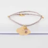 Discount HappyBulle Bracelet enfant personnalisé cordon pailleté médaille gravée plaqué or nuage 20x14 mm et breloque rectangle zircon plaqué or 9 mm