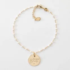 Outlet HappyBulle Bracelet EVJF perles Miyuki colorées personnalisé médaille gravée plaqué or 15 mm