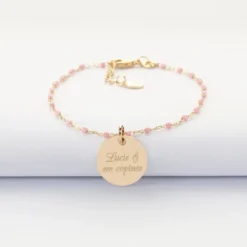 Outlet HappyBulle Bracelet EVJF perles Miyuki colorées personnalisé médaille gravée plaqué or 15 mm
