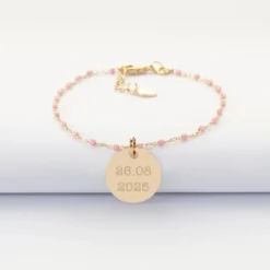 Outlet HappyBulle Bracelet EVJF perles Miyuki colorées personnalisé médaille gravée plaqué or 15 mm