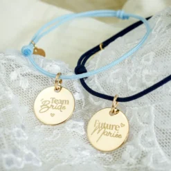 Clearance HappyBulle Bracelet EVJF personnalisé médaille gravée plaqué or dormeuse 15mm Plaqué or 18k