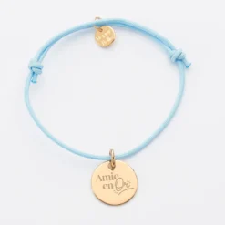Clearance HappyBulle Bracelet EVJF personnalisé médaille gravée plaqué or dormeuse 15mm Plaqué or 18k