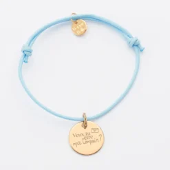 Clearance HappyBulle Bracelet EVJF personnalisé médaille gravée plaqué or dormeuse 15mm Plaqué or 18k