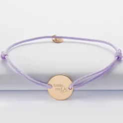 Hot HappyBulle Bracelet EVJF personnalisé médaille gravée plaqué or 2 trous 15mm Plaqué or 18k