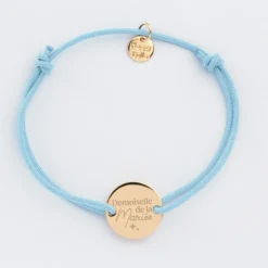 Hot HappyBulle Bracelet EVJF personnalisé médaille gravée plaqué or 2 trous 15mm Plaqué or 18k