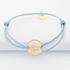 Hot HappyBulle Bracelet EVJF personnalisé médaille gravée plaqué or 2 trous 15mm Plaqué or 18k