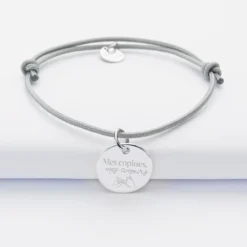 Hot HappyBulle Bracelet EVJF personnalisé médaille gravée argent dormeuse 15mm Argent rhodié 925
