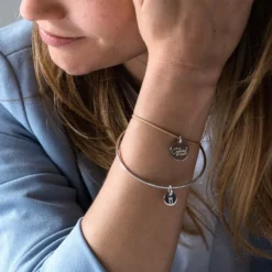 Hot HappyBulle Bracelet EVJF personnalisé médaille gravée argent dormeuse 15mm Argent rhodié 925