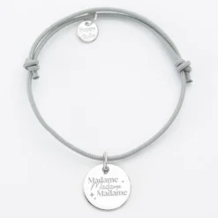 Hot HappyBulle Bracelet EVJF personnalisé médaille gravée argent dormeuse 15mm Argent rhodié 925