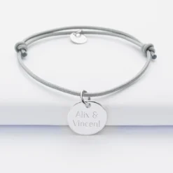 Hot HappyBulle Bracelet EVJF personnalisé médaille gravée argent dormeuse 15mm Argent rhodié 925