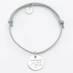 Hot HappyBulle Bracelet EVJF personnalisé médaille gravée argent dormeuse 15mm Argent rhodié 925