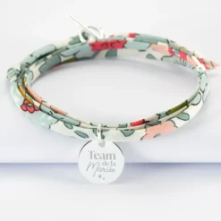 Clearance HappyBulle Bracelet EVJF 3 tours Liberty personnalisé médaille gravée argent 15 mm Argent rhodié 925