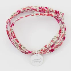 Clearance HappyBulle Bracelet EVJF 3 tours Liberty personnalisé médaille gravée argent 15 mm Argent rhodié 925