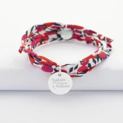 Clearance HappyBulle Bracelet EVJF 3 tours Liberty personnalisé médaille gravée argent 15 mm Argent rhodié 925