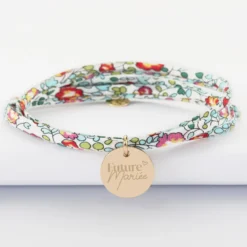 Discount HappyBulle Bracelet EVJF 3 tours Liberty personnalisé médaille gravée plaqué or 15 mm Plaqué or 18k